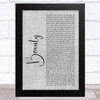 Dru Hill Beauty Grey Rustic Script Song Lyric Art Print