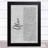 Sia Alive Grey Rustic Script Song Lyric Art Print