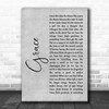 U2 Grace Grey Rustic Script Song Lyric Art Print