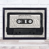 Bombay Bicycle Club Lights Out, Words Gone Music Script Cassette Tape Song Lyric Art Print