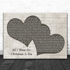 Mariah Carey All I Want For Christmas Is You Landscape Music Script Two Hearts Song Lyric Art Print