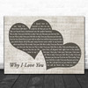 MAJOR Why I Love You Landscape Music Script Two Hearts Song Lyric Art Print