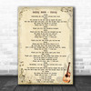 Bobby Hebb Sunny Vintage Guitar Song Lyric Music Wall Art Print