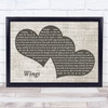 Birdy Wings Landscape Music Script Two Hearts Song Lyric Art Print