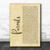 Yungblud parents Rustic Script Song Lyric Art Print