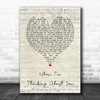 The Sundays When I'm Thinking About You Script Heart Song Lyric Art Print