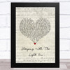 Busted Sleeping With the Light On Script Heart Song Lyric Art Print