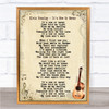 Elvis Presley It's Now Or Never Song Lyric Vintage Music Wall Art Print