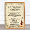 John Legend All Of Me Song Lyric Vintage Music Wall Art Print