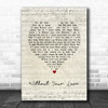 Roger Daltrey Without Your Love Script Heart Song Lyric Art Print
