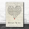 Tony Bennett feat. k.d. lang Because Of You Script Heart Song Lyric Art Print