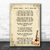 Norah Jones Don't Know Why Song Lyric Vintage Music Wall Art Print