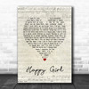 Martina McBride Happy Girl Script Heart Song Lyric Art Print