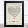 Céline Dion I Love You Script Heart Song Lyric Art Print