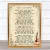 Oasis Live Forever Song Lyric Vintage Music Wall Art Print