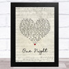 Elvis Presley One Night Script Heart Song Lyric Art Print