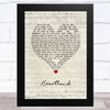U2 Heartland Script Heart Song Lyric Art Print