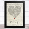 Jim Reeves Old Tige Script Heart Song Lyric Art Print