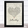 Sam Fender Saturday Script Heart Song Lyric Art Print