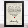 John Mayer Gravity Script Heart Song Lyric Art Print