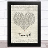 Athlete Tourist Script Heart Song Lyric Art Print