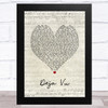 Beyoncé Deja Vu Script Heart Song Lyric Art Print