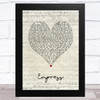 RAY BLK Empress Script Heart Song Lyric Art Print