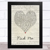 Sigma Find Me Script Heart Song Lyric Art Print