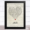 Commodores Still Script Heart Song Lyric Art Print