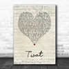 John Cooper Clarke Twat Script Heart Song Lyric Art Print