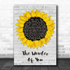 Elvis Presley The Wonder Of You Grey Script Sunflower Song Lyric Art Print