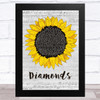 Timmy Trumpet Diamonds Grey Script Sunflower Song Lyric Art Print