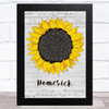 Kane Brown Homesick Grey Script Sunflower Song Lyric Art Print
