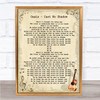 Oasis Cast No Shadow Vintage Guitar Song Lyric Art Print