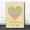 Bobby Lee Take Good Care of My Baby Vintage Heart Song Lyric Art Print