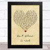 Thin Lizzy Don't Believe A Word Vintage Heart Song Lyric Art Print