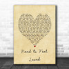 Reflekt Need to Feel Loved Vintage Heart Song Lyric Art Print