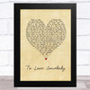 Bee Gees To Love Somebody Vintage Heart Song Lyric Art Print