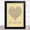 The Wandering Hearts Fire And Water Vintage Heart Song Lyric Art Print