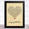 Sia Unforgettable Vintage Heart Song Lyric Art Print