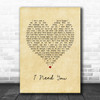 LeAnn Rimes I Need You Vintage Heart Song Lyric Art Print