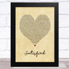 Original Broadway Cast of Hamilton Satisfied Vintage Heart Song Lyric Art Print