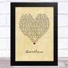 Freddie Mercury Barcelona Vintage Heart Song Lyric Art Print