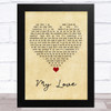 Paul McCartney & Wings My Love Vintage Heart Song Lyric Art Print