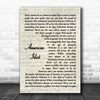 Green Day American Idiot Vintage Script Song Lyric Art Print