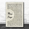 Danny Wilson Marys Prayer Vintage Script Song Lyric Art Print