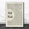 Cat Stevens Wild World Vintage Script Song Lyric Art Print