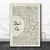 Guns N' Roses Don't Cry Vintage Script Song Lyric Art Print