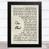 Terence Jay One Blood Vintage Script Song Lyric Art Print