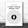 Chris Lane I Don't Know About You Vinyl Record Song Lyric Art Print